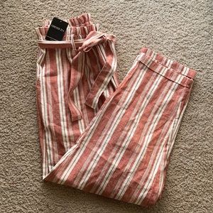 Forever 21 Striped Highwaisted Paperbag Pants